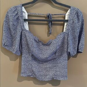 Abercrombie and fitch Floral Puff Sleeve Top - Blue